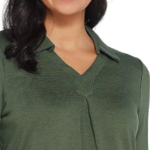 Denim & Co Heavenly Jersey Long-Sleeve Top with Pleating Detail 553 - Picture 2 of 2